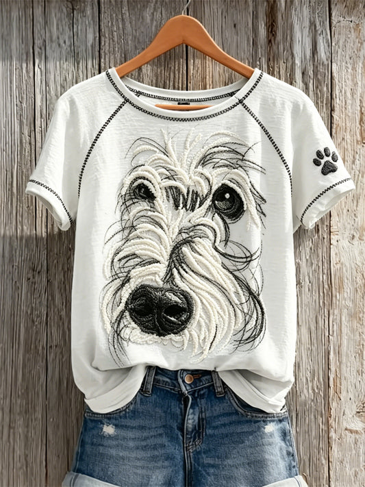 Naisten Fuzzy Maltese Dog Face Abstract Art & Puw