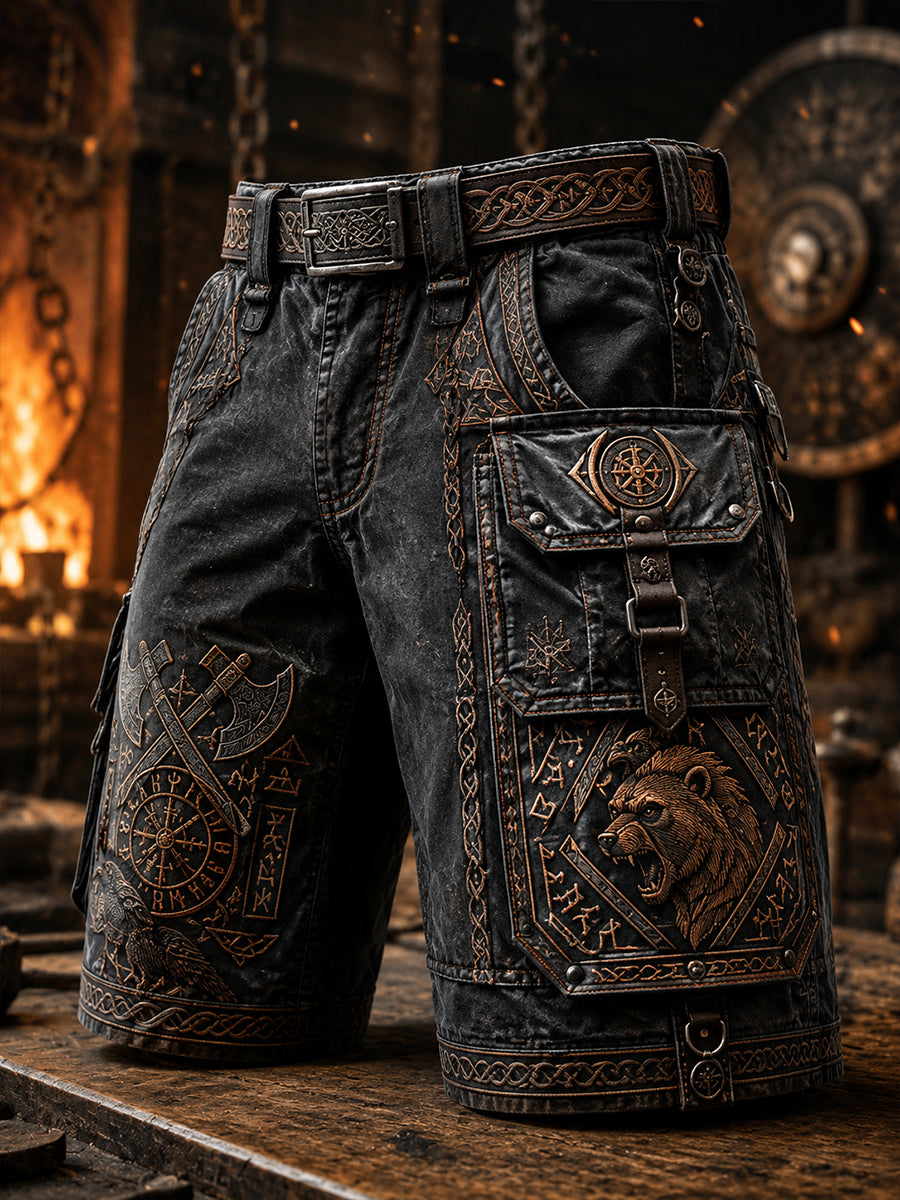 Casual Shorts Vintage VikingNorse-Style Art Print