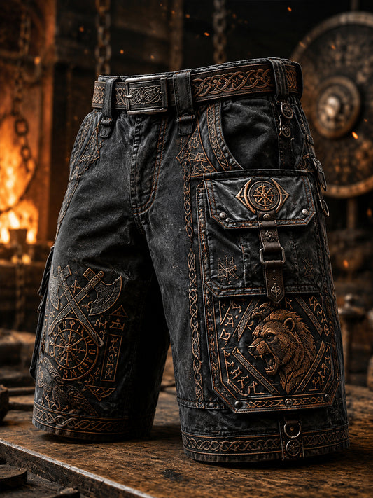 Casual Shorts Vintage VikingNorse-Style Art Print