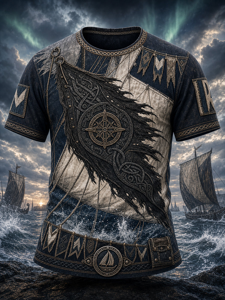 Retro Viking / Pohjoismainen tyyli Graphic Print Casual T-paia