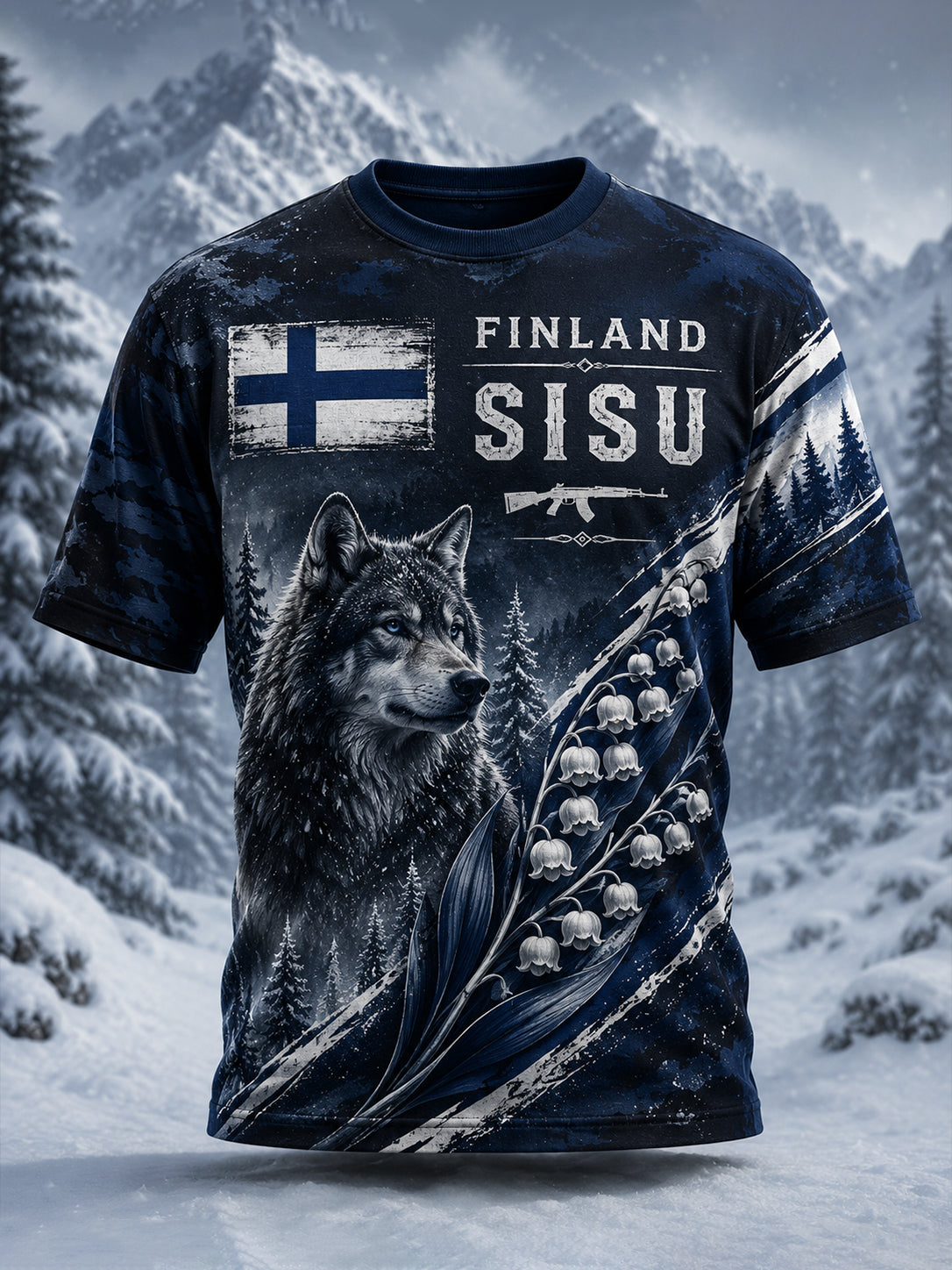 Miesten suomalainen Veteran muistografiikka Print T-paia