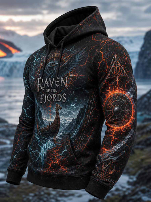 Miesten Vintage Viking Crow Tulostus Sweatshirt