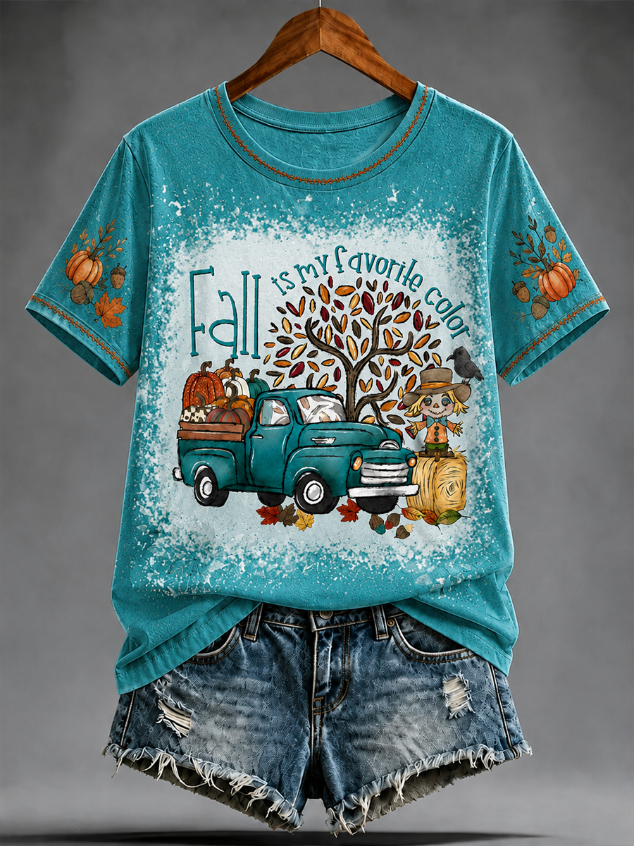 Naisten Pudotus Painettu Short Sleeve T-paita