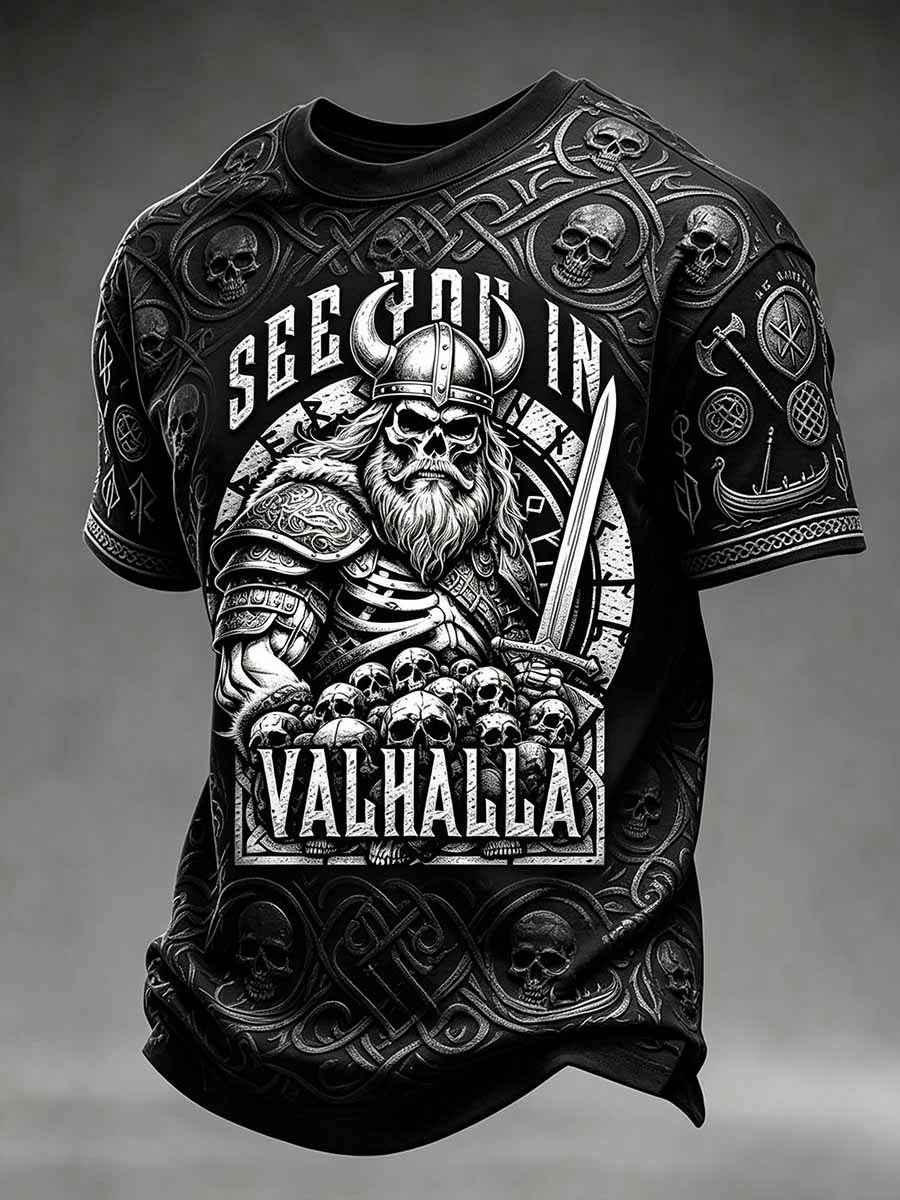 Miesten vintagetyylinen viikinkisoturi-paita