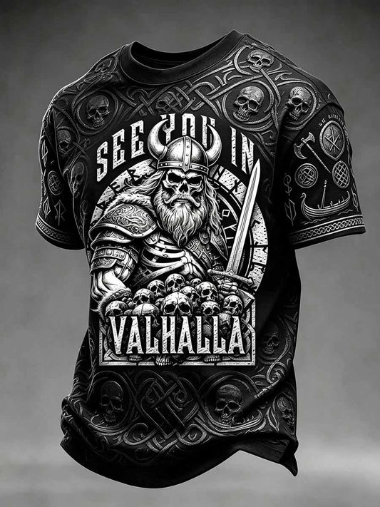 Miesten vintagetyylinen viikinkisoturi-paita
