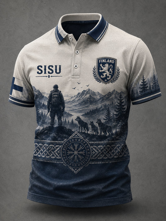 Miesten SISU Henki Inspiroitu taide Print Polo Print