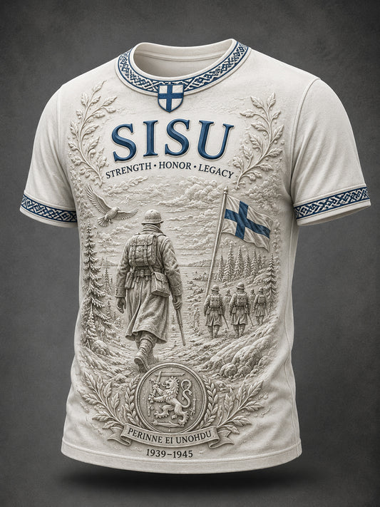 Miesten Sisu Spirit Element -taidepainatetun t-paidan (suomalainen veteraani)