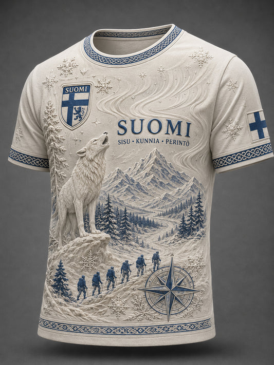 Miesten Sisu Spirit Element -taidepainatetun t-paidan (suomalainen veteraani)