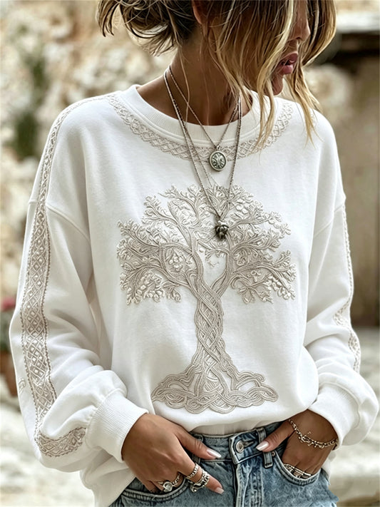 Naisten tyylikäs viikinkipuu elämän kelttisen solmu Tulosta Sweatshirt