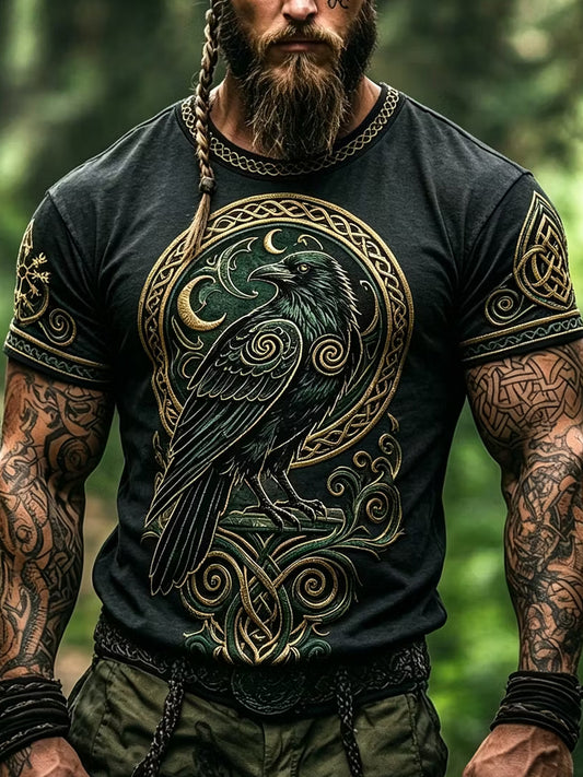 Retro VikingNordic tyyli Graphic Print Casual T-paia
