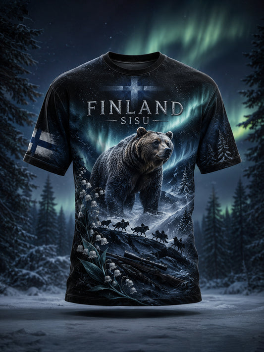 Miesten Sisu Spirit Element -taidepainatetun t-paidan (suomalainen veteraani)