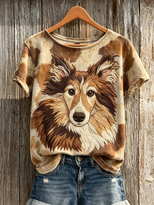 Naisten Shetland Sheepdog & Dog Coat Pattern Tulosta lyhythiha T-paita