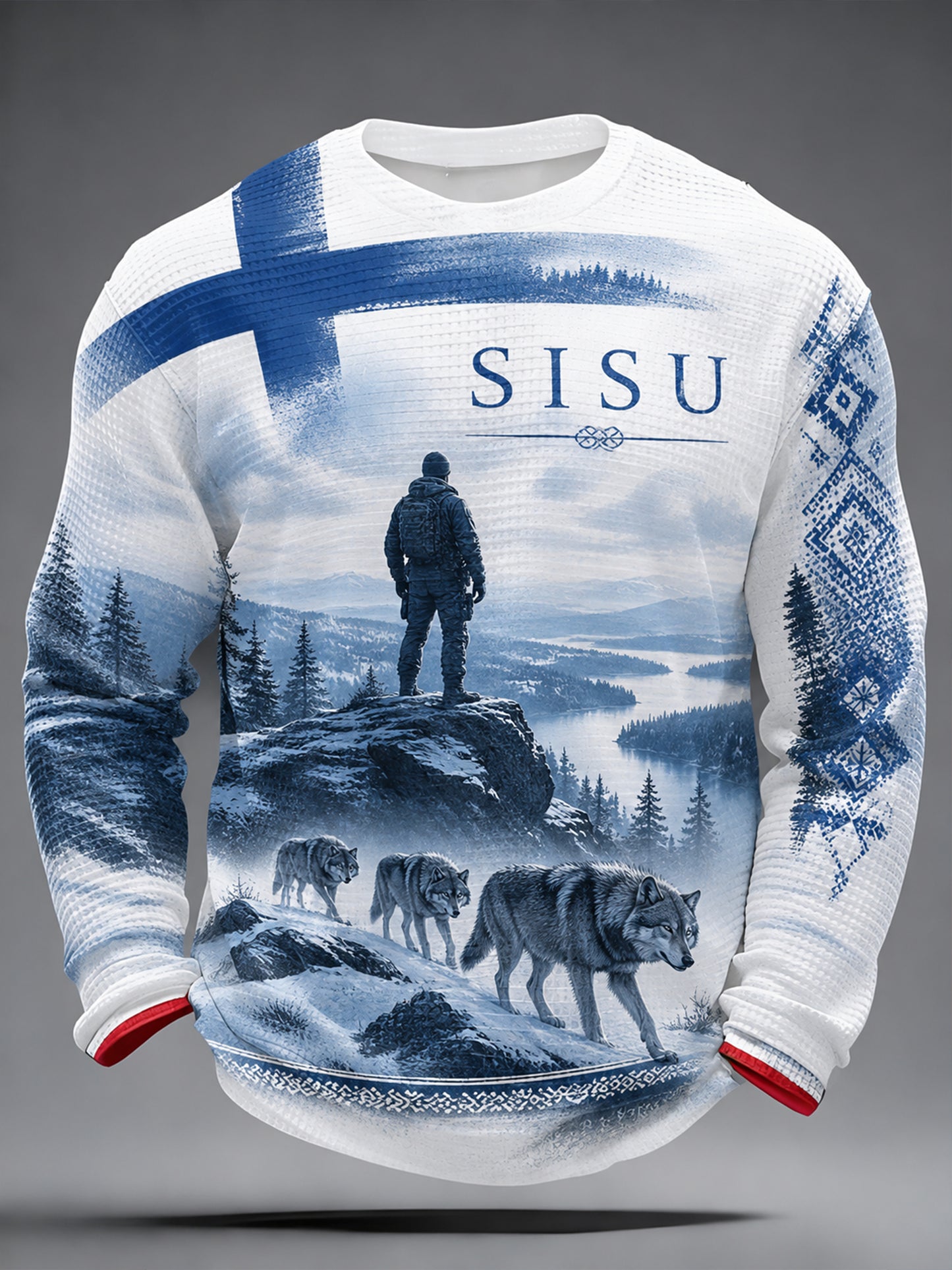 Miesten suomalainen veteraani Sisu Isänmaallinen Taide Tulosta pitkähihaa