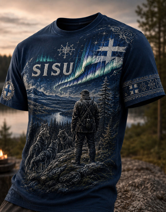 Miesten Sisu Spirit Element -taidepainatetun t-paidan (suomalainen veteraani)