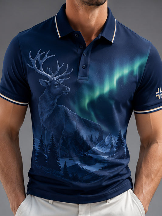 Miesten suomalainen arktinen poro Element Art Print Casual Polo Paitalta