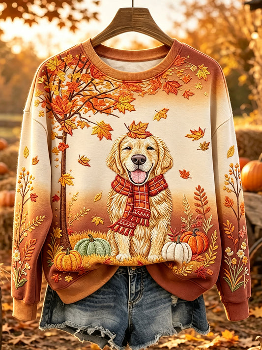Naisten söpö syksy Labrador Print Gradient mukava Sweatshirt