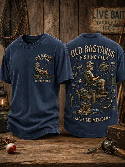 Casual T-paita, jossa on elinikäinen Jäsen Funny Old Rogues Fishing Clubin jäsenen