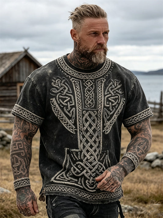 Miesten Vintage Viking Celtic Solmu Tulosta lyhyet hihat t-paita