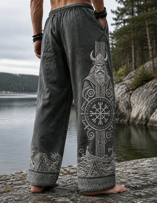 Miesten suomalainen viikinki ja kulttuurielementit Taide Print Casual housut.