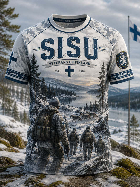 Miesten suomalainen veteraani Sisu Henki ja kulttuuri elementit Taide Tulosta T-paiti