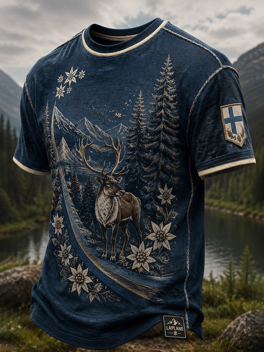 Miesten suomalainen arktinen poro Element Art Print Casual T-paia
