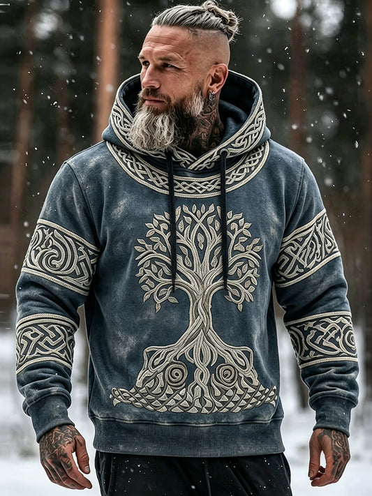 Miesten Viking Inspiroitu kelttinen tulostus ylivoimainen huppari taskuja