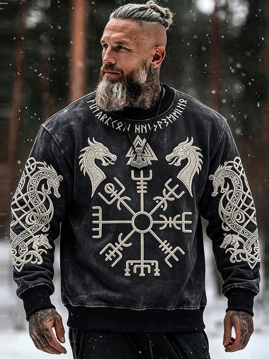 Miesten Viking Inspired Celtic Print miehistö kaula Sweatshirt