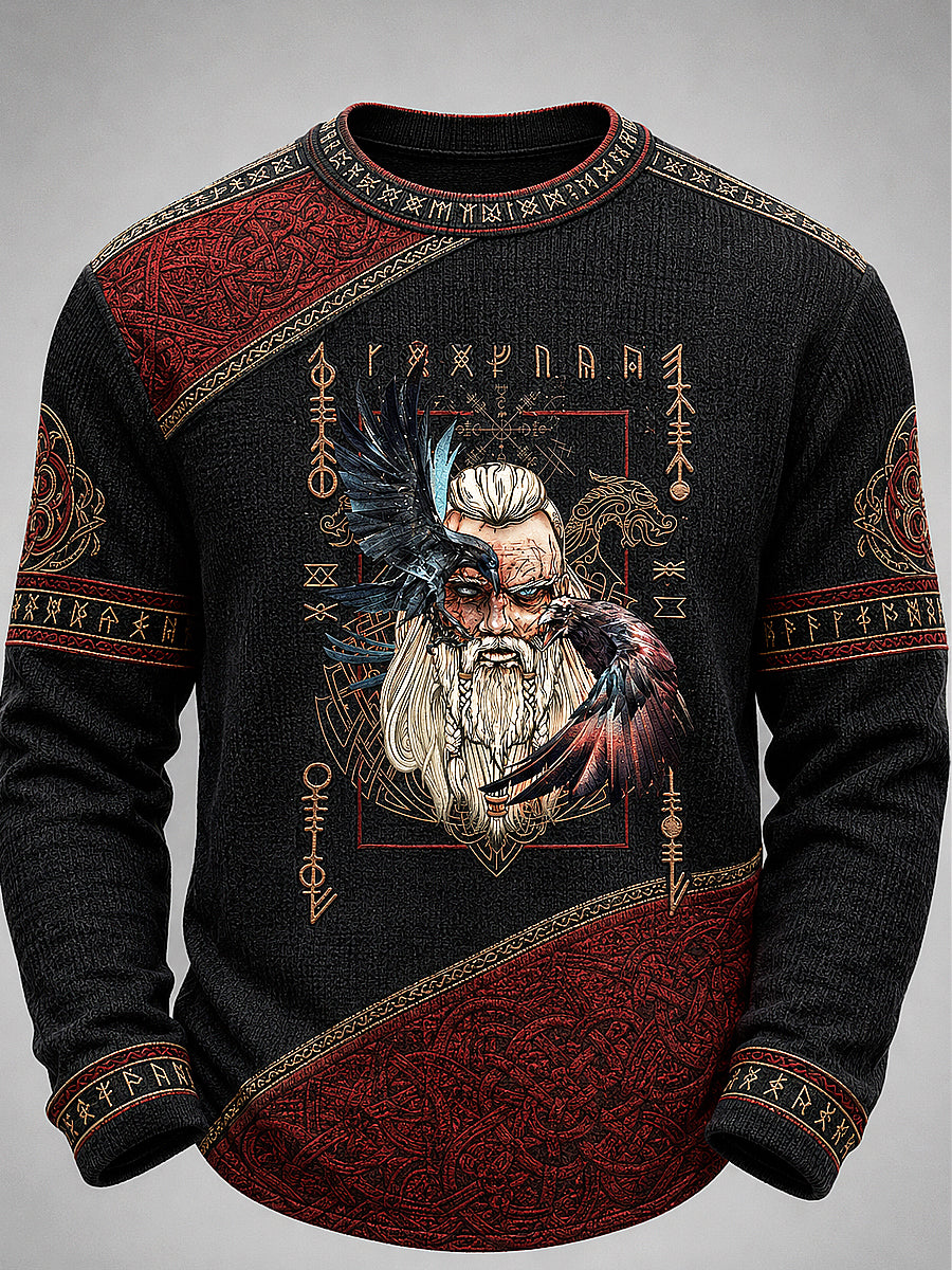Miesten Vikings Painettu vohveli pitkä hiha pyöreä kaula Sweatshirt