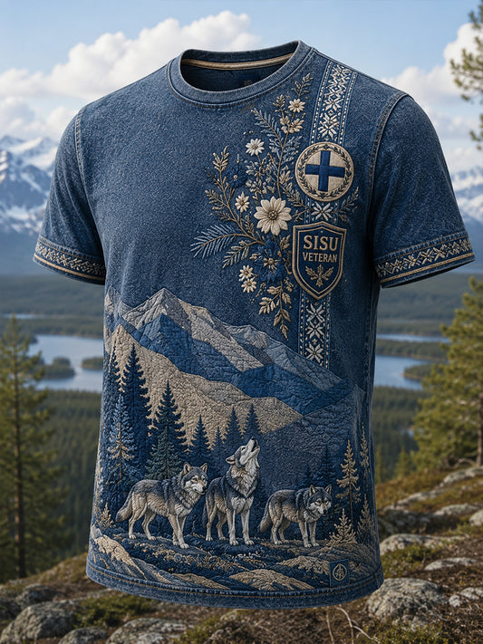 Miesten Sisu henki innoittama taide Print Casual T-paita