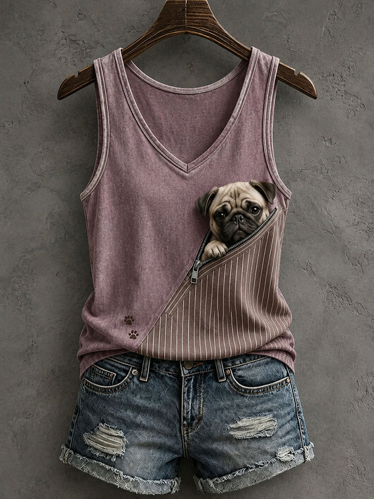 Naisten ihana Pug Tank Topi