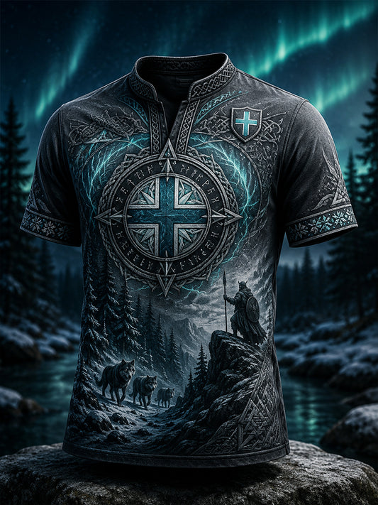 Miesten suomalainen Viikinki-teemaa taideteema Print Casual T-paia