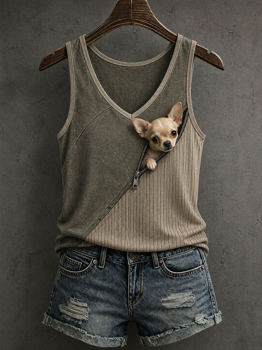 Naisten ihana chihuahua koira tankki päällä