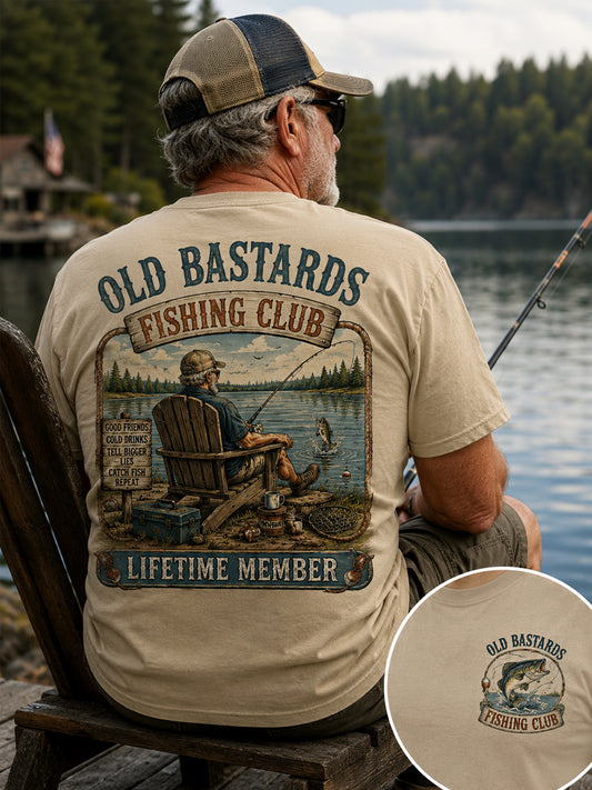 Miesten Funny Old Bastards -kalastuskerhon elinikäisen jäsenen painatus, rento t-paita