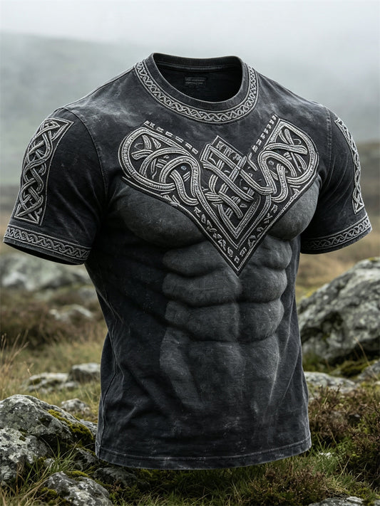 Miesten Vintage Viking Celtic Solmu Tulosta lyhyt hiha t-paita