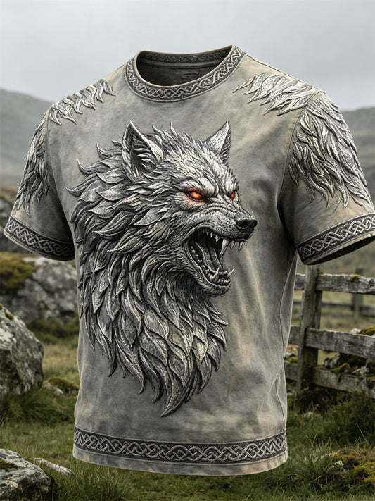 Miesten Viking Wolf Fenrir Celtic Solmu Tulosta lyhythiha t-paita