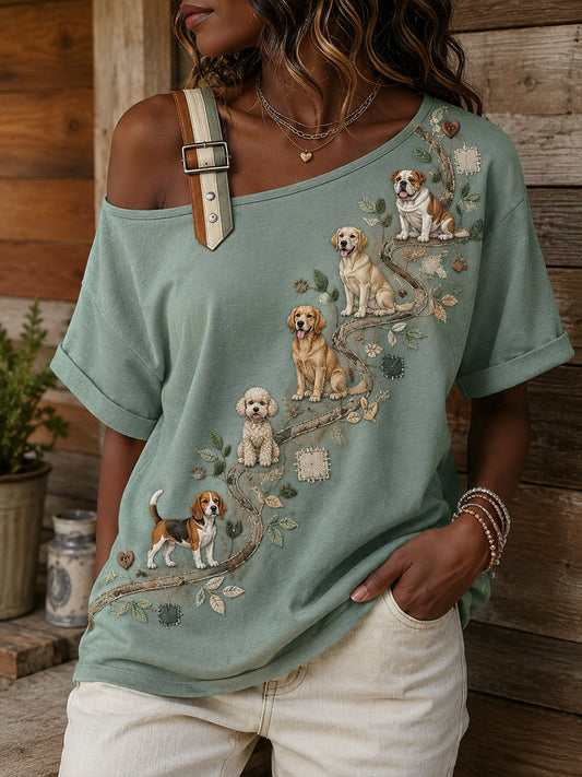 Naisten eläin elementti Art Printa Casual Off-Shoulder Top Top Lon