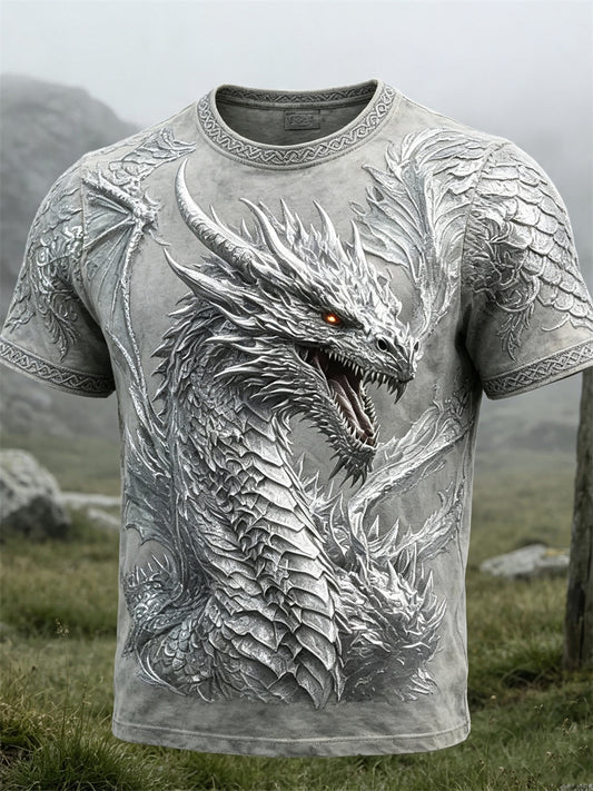 Miesten Viking Silver Dragon Celtic Solmu Tulosta lyhythiha t-paita