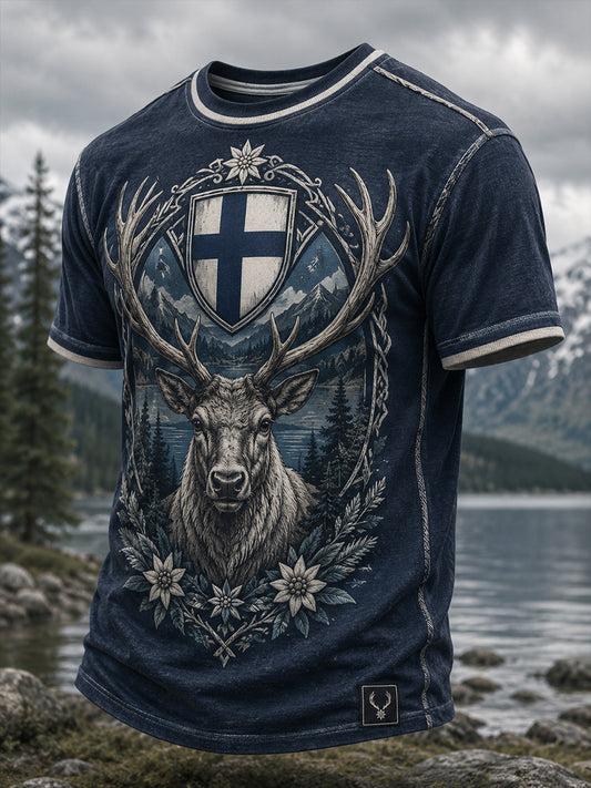 Miesten suomalainen arktinen poro Element Art Print T-paiti
