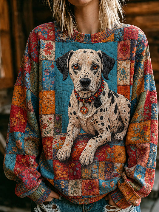 Naisten eläinten kukkia painettu pyöreä kaula pitkähihaa Sweatshirt