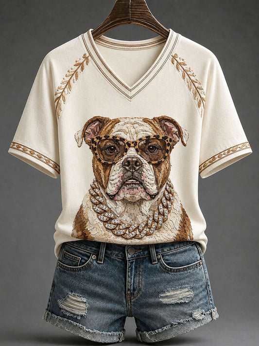 Naisten Glam Bulldog tulosta vaarallinen T-paito