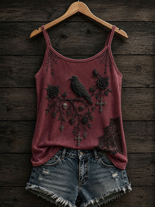 Naisten Gothic Raven Risti Tank Topi