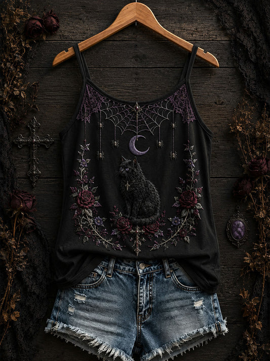 Naisten Gothic Black Cat Tank Topi