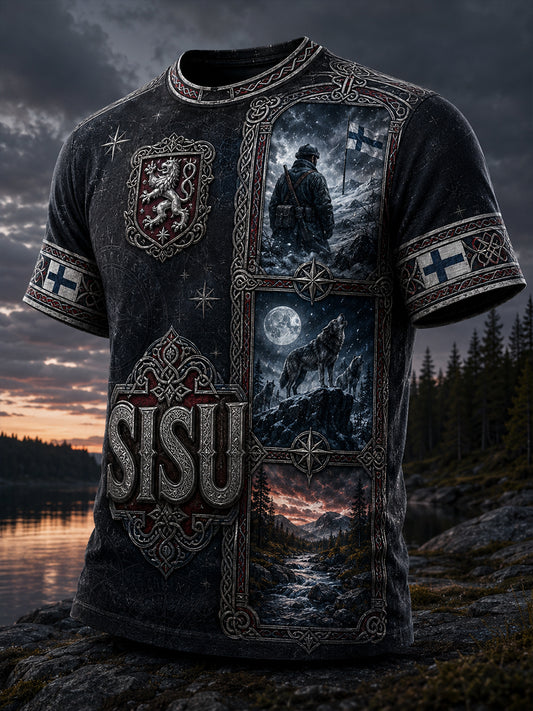 Miesten Sisu-muistotaidepainatus yläosa suomalaisille veteraaneille