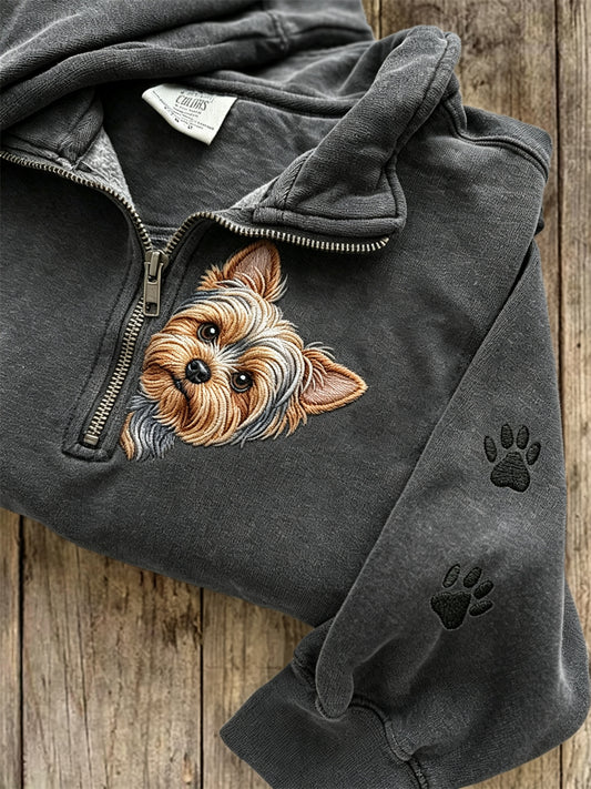 Naisten tirkistävä Yorkshire Terrieri koira & Pow Prints Zip up Sweatshirt