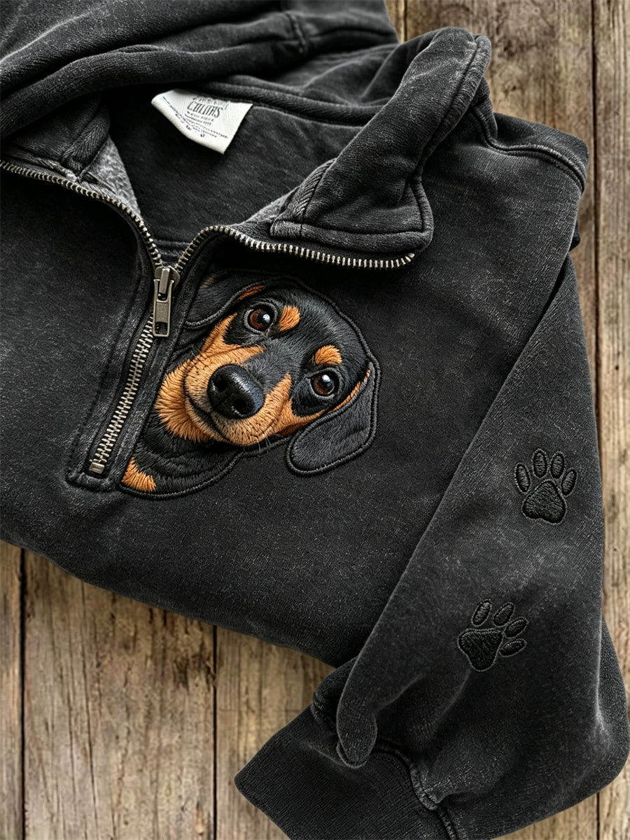 Naisten kurkistava koira ja koira tulostukset Zip up Sweatshirt