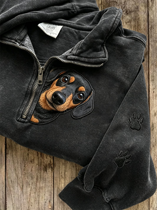 Naisten kurkistava koira ja koira tulostukset Zip up Sweatshirt
