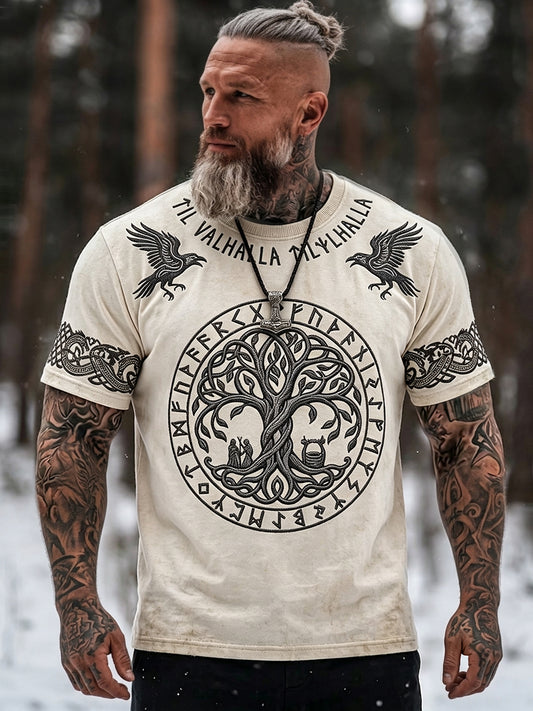 Miesten Vintage Viking puu elämän Celtic Print Casual Short Sleeves T-paito