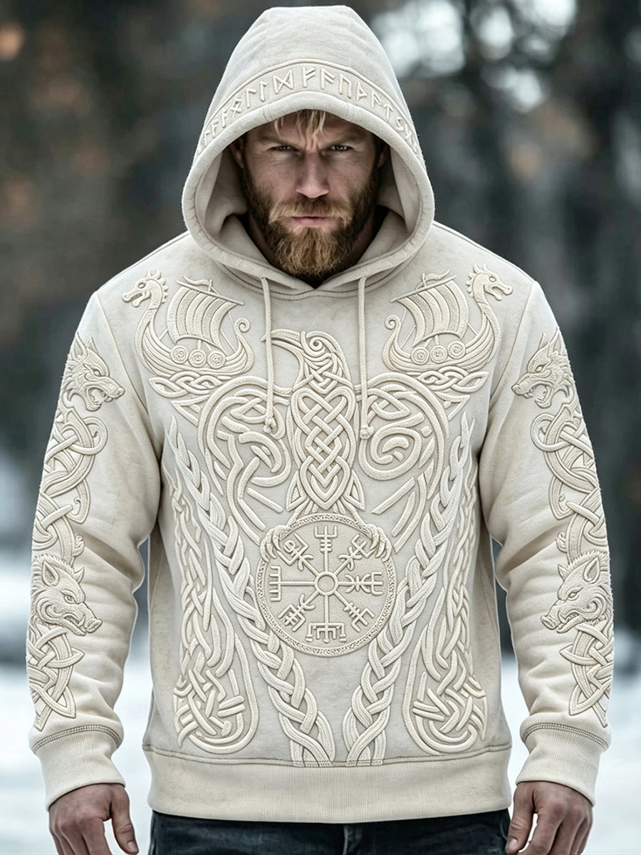 Miesten Vintage Viking Inspired Art Print mukava huppari