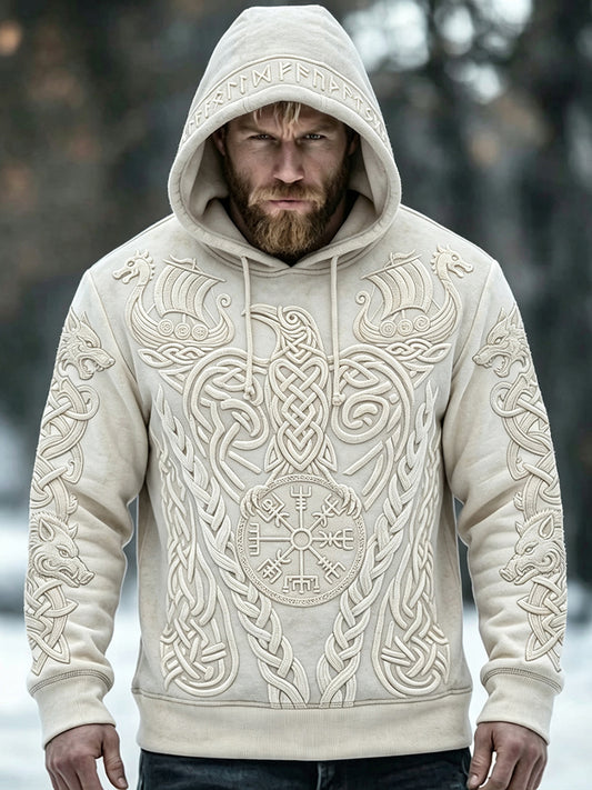 Miesten Vintage Viking Inspired Art Print mukava huppari