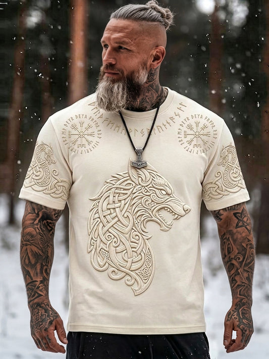 Miesten Vintage Viking Celtic Wolf Art Print Casual Short Sleeves T-paita